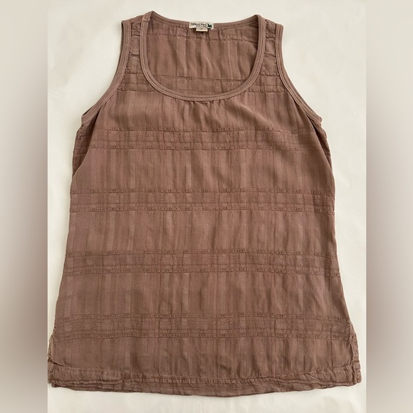 Democracy Sleeveless Brown Top Textured Tencel Size P Runs Large Loose Fit - Picture 3 of 10